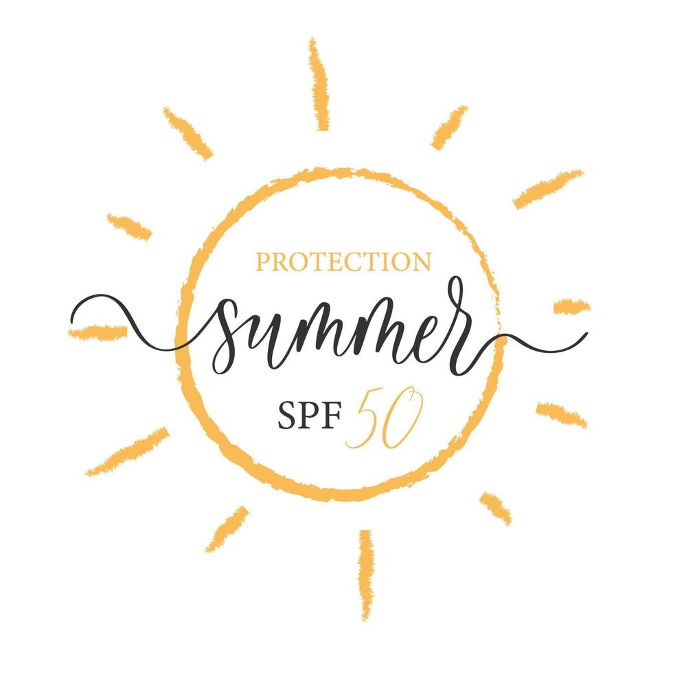 SPF 50 protection Sun protection summer icon design. UV symbol. SPF sun sign. Ultra violet rays radiation. vector