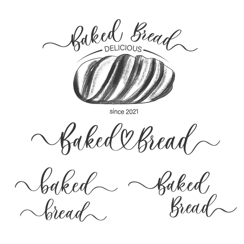 Baked Bread logo for bakery vector background.