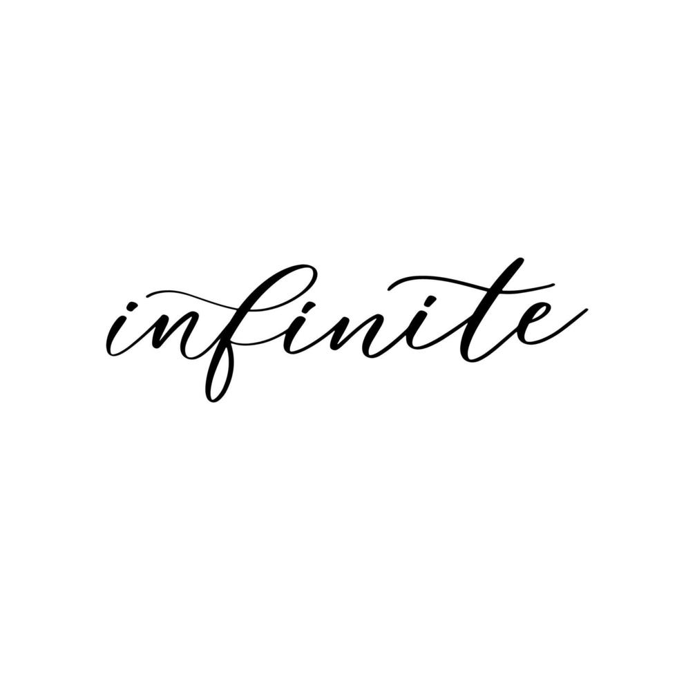 infinito. Letras de mano e inscripción de caligrafía moderna. vector