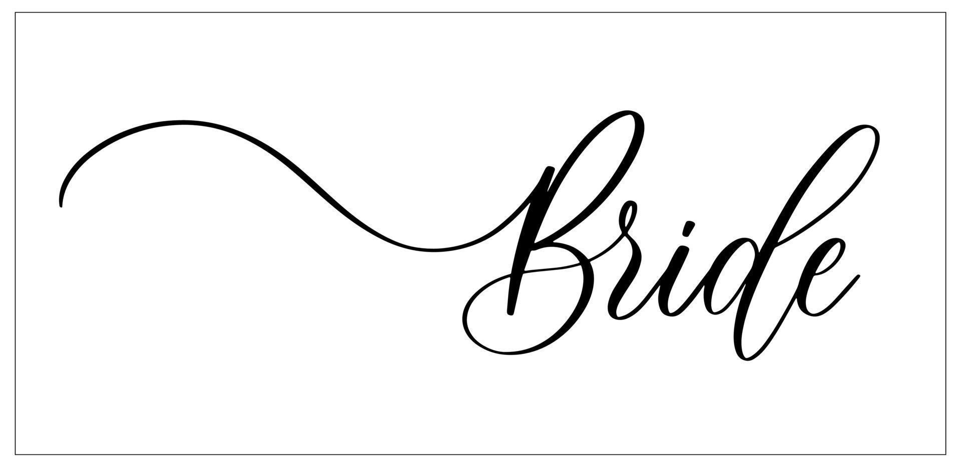 novia. Ortografía de caligrafía elegante ondulada para decoración en despedida de soltera. vector