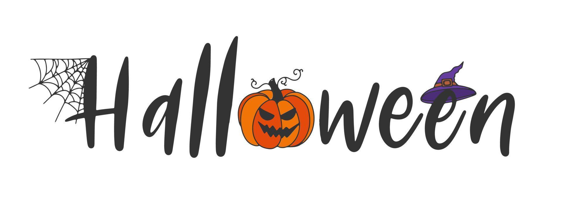 Halloween hand lettering text banner vector. vector