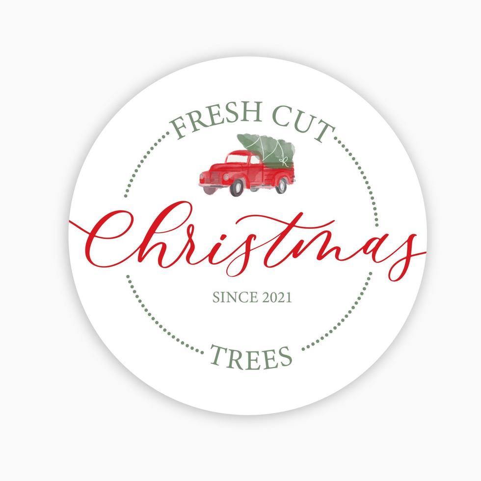 Fresh cut Christmas Trees. Calligraphy label for your business. vector