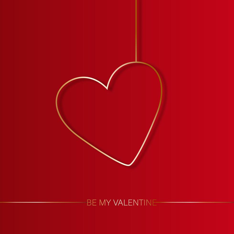 Be my Valentine. Gold heart on red background. 4265371 Vector Art at