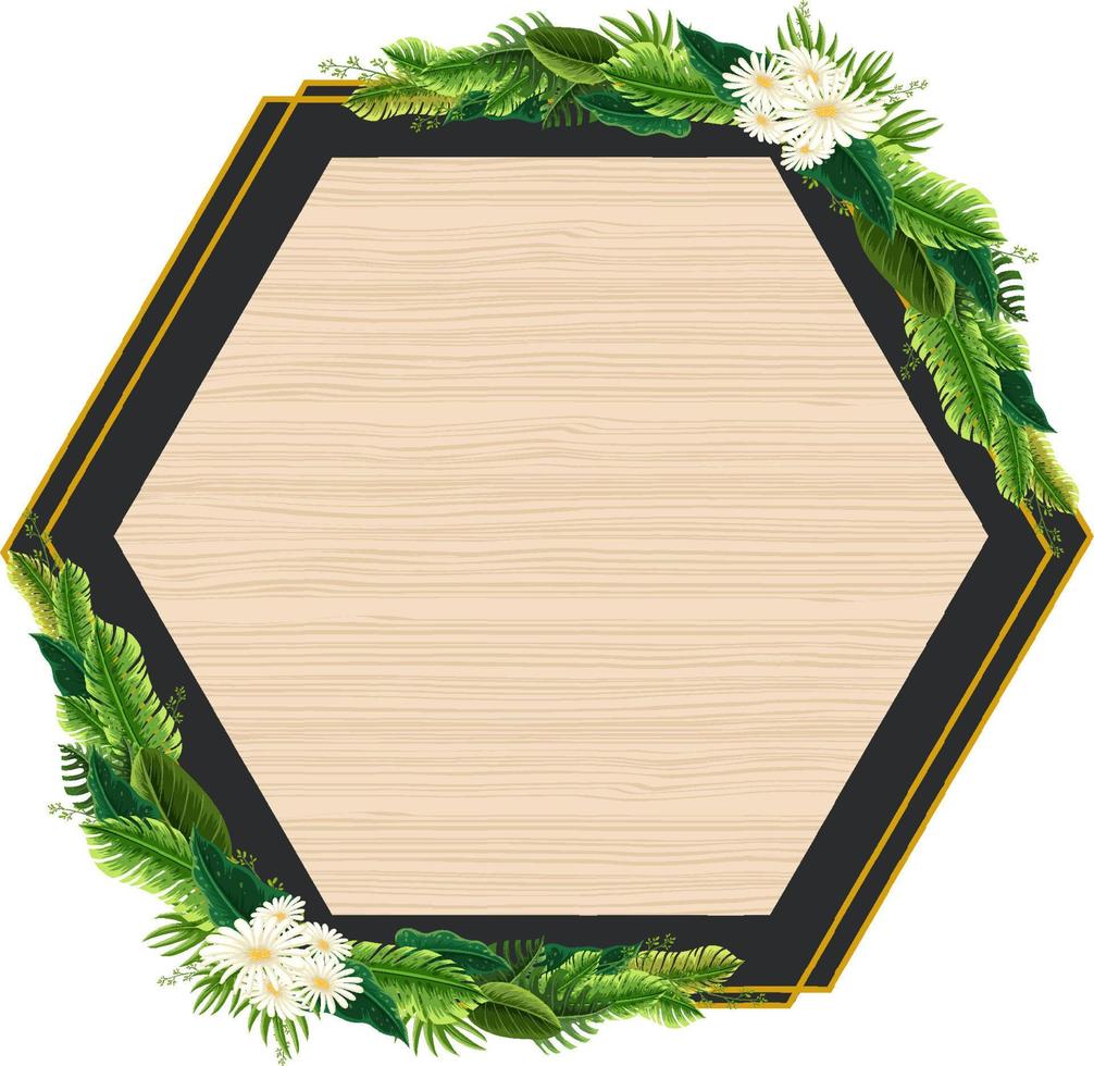 marco hexagonal con hojas verdes tropicales vector