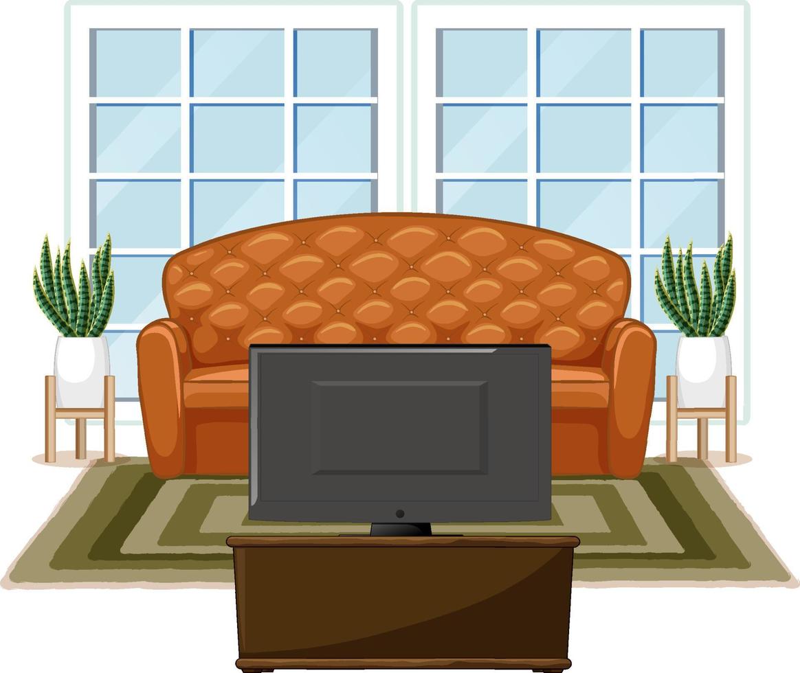 Living room furniture design on white background vector