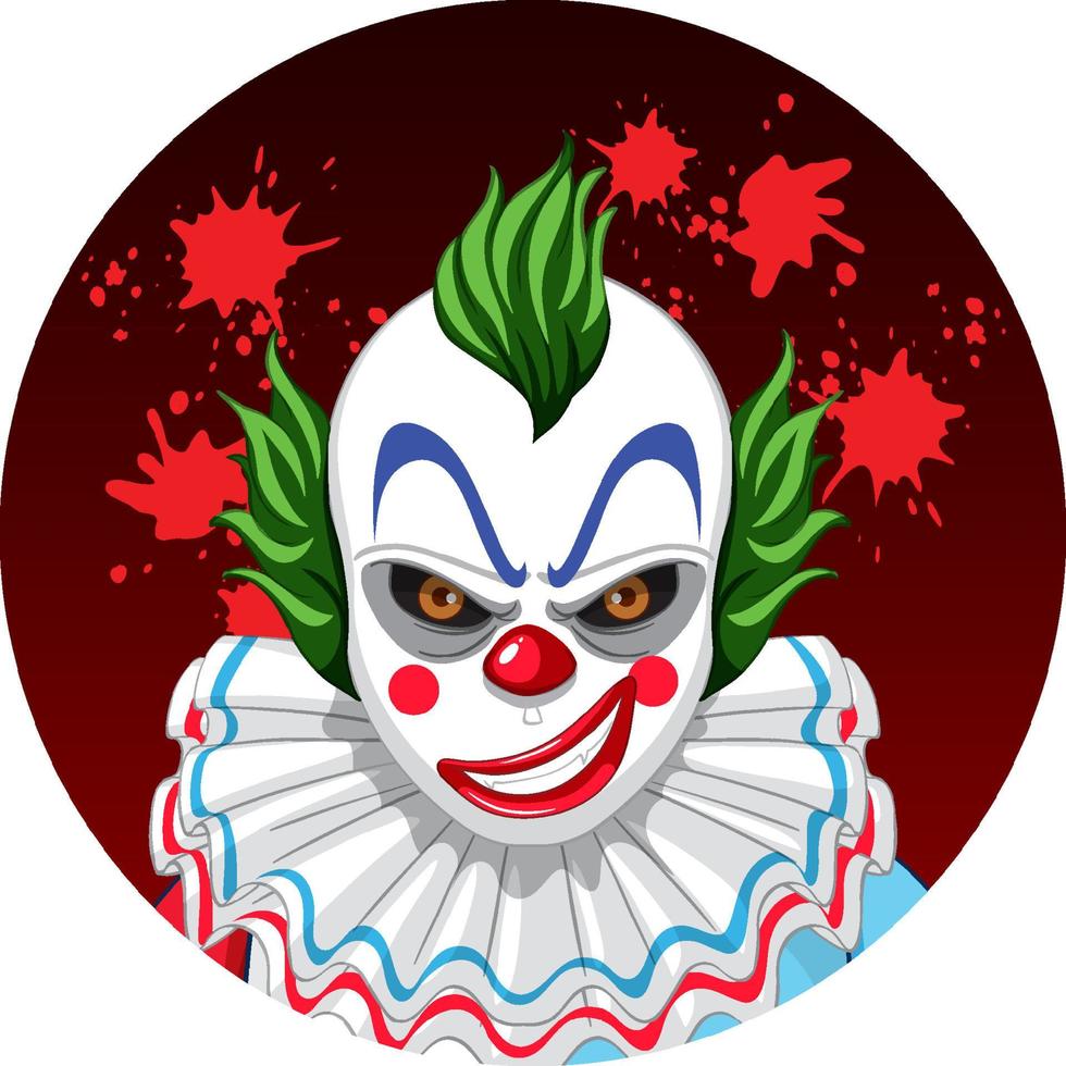 Scary creepy clown face vector