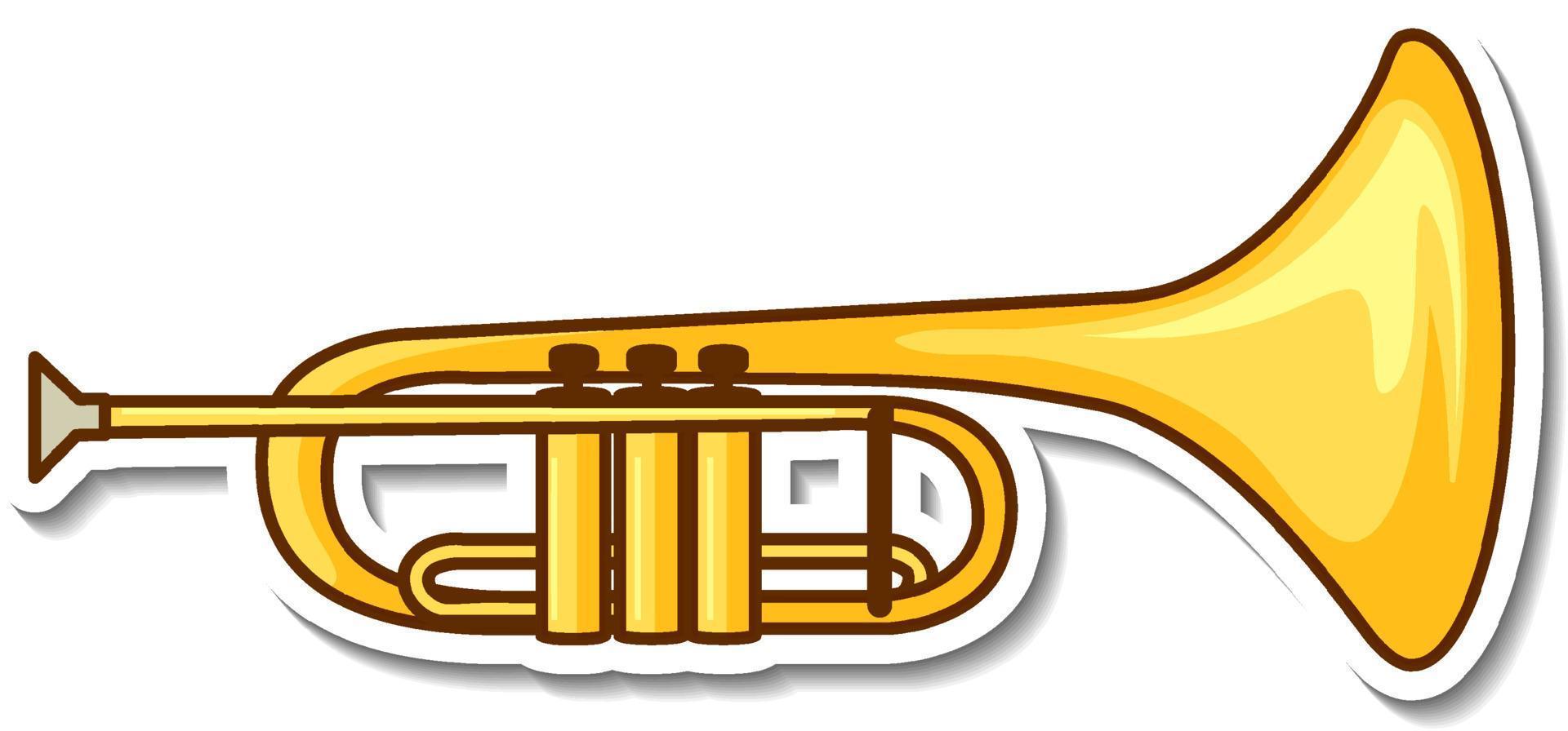 Sticker golden trumpet musical instrument vector
