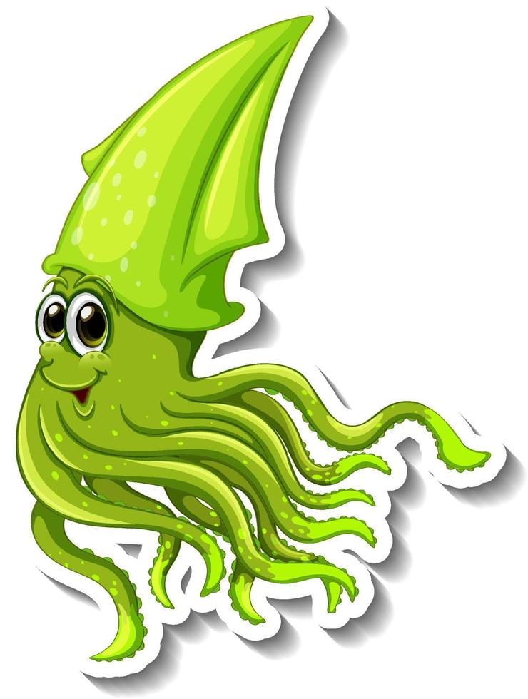 Squid sea animal cartoon sticker vector