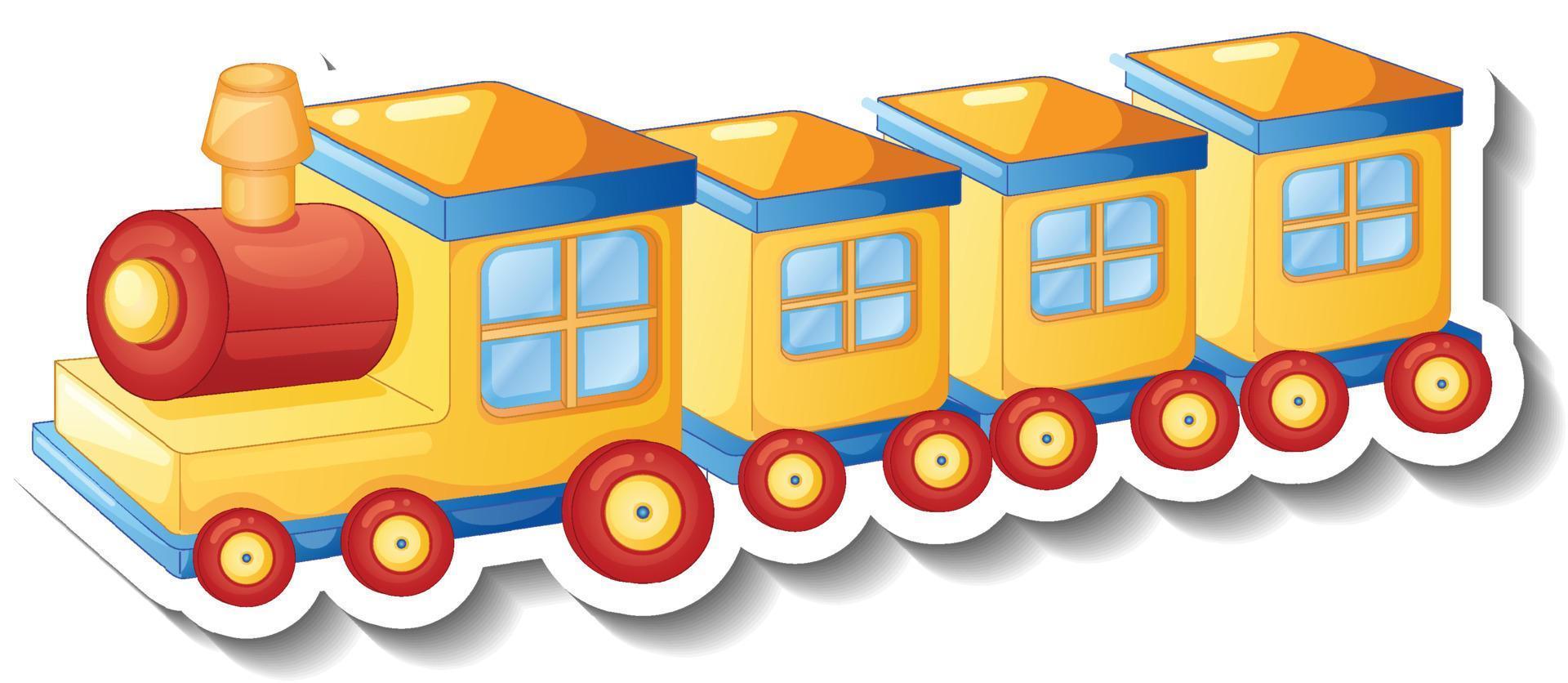 Yellow train toy cartoon sticker vector