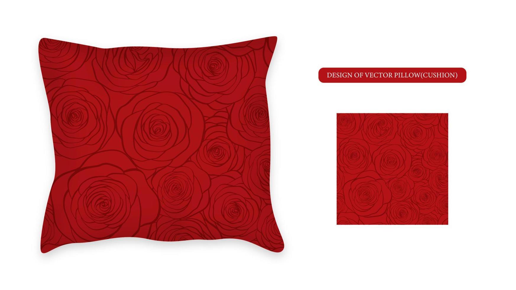 Design vector pillow cushion . Isolated pillow with red roses seamless pattern.