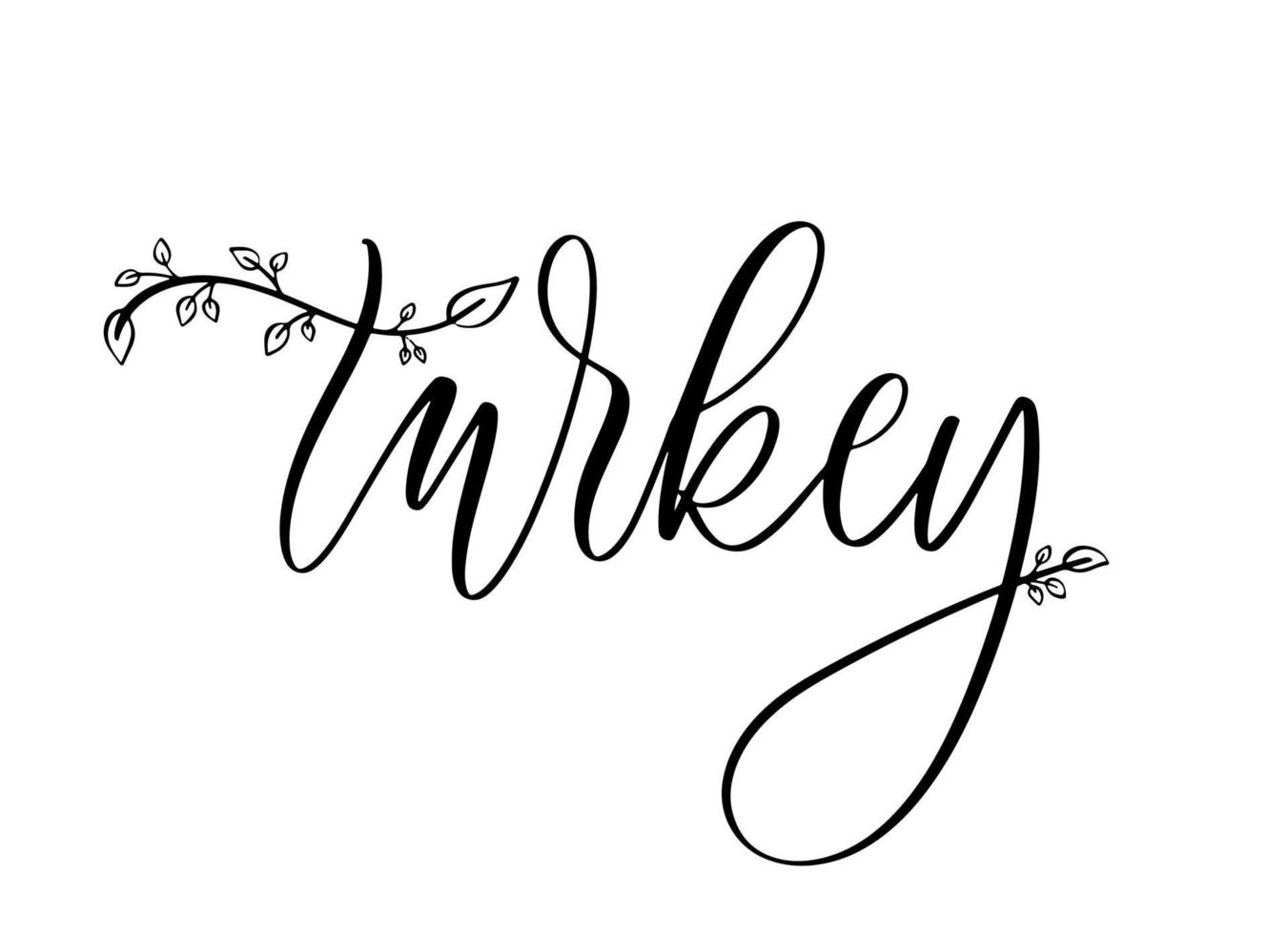 Turkey on fire - calligraphy inscription with leaves. vector