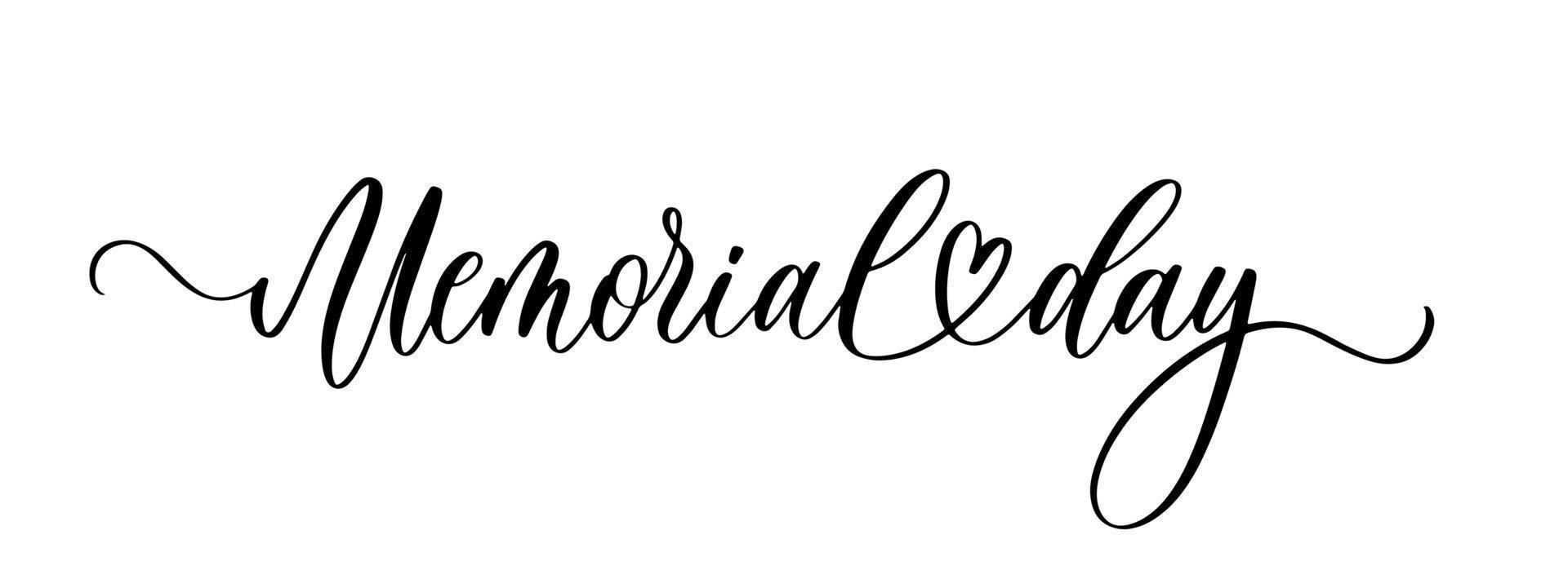 Memorial Day. Wavy elegant calligraphy spelling for decoration on holidays. vector