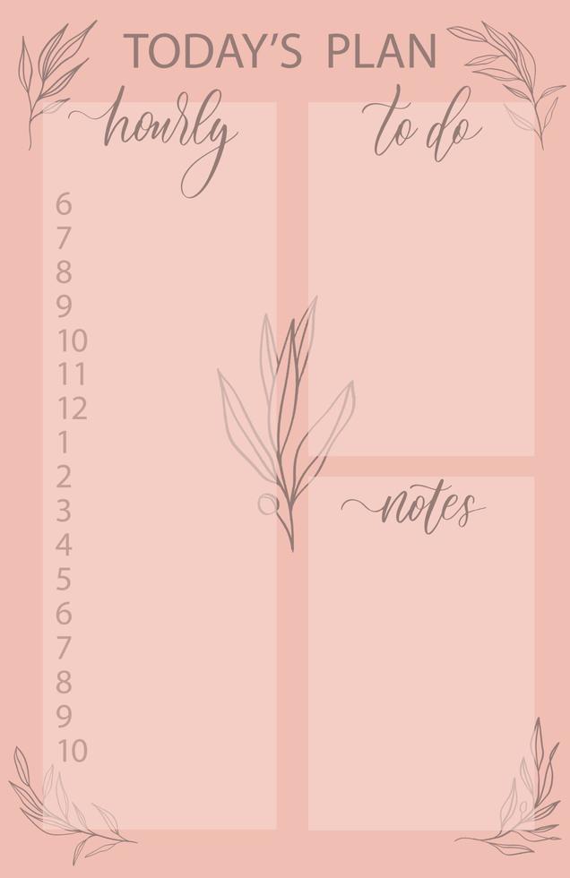 Planner and to do list with simple scandinavian illustrations and trendy lettering. Template for agenda, planners, check lists, and other stationery. vector