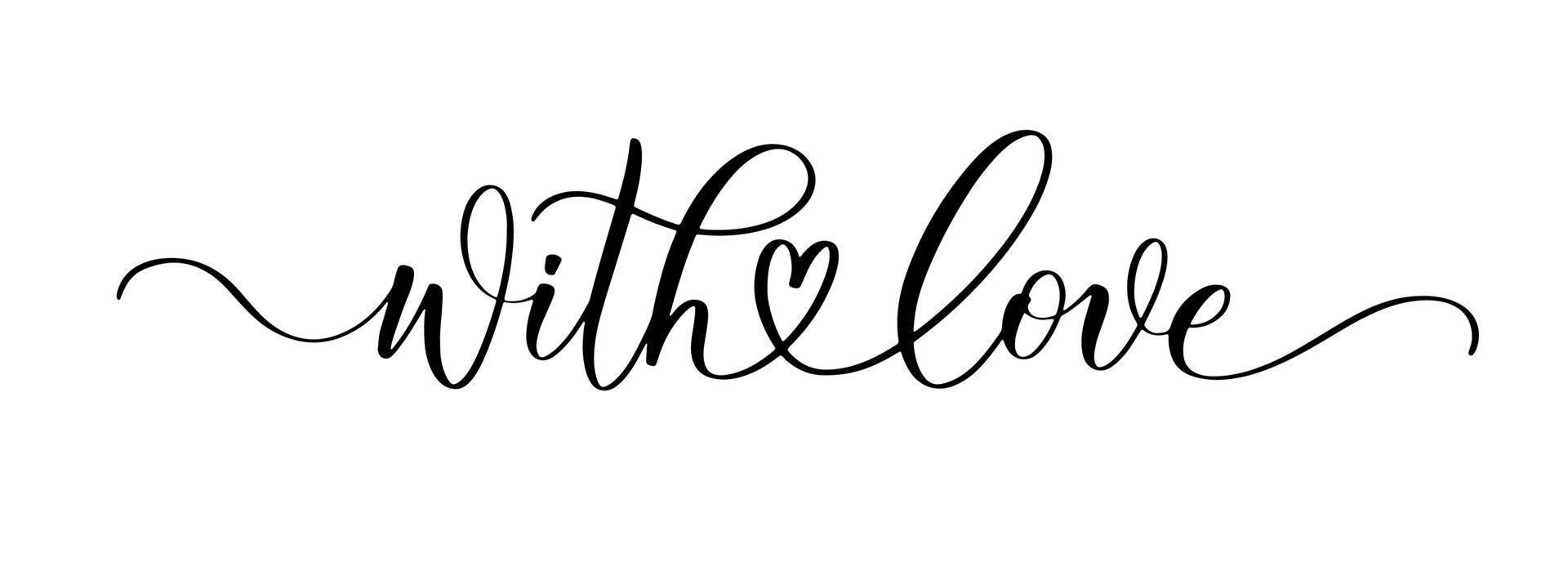 con amor. Ortografía de caligrafía elegante ondulada para decoración. vector