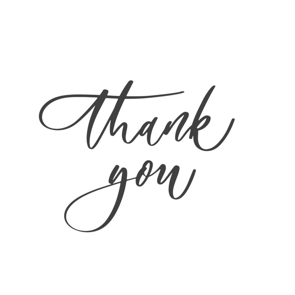 Thank you - hand lettering, handmade calligraphy vector inscription.