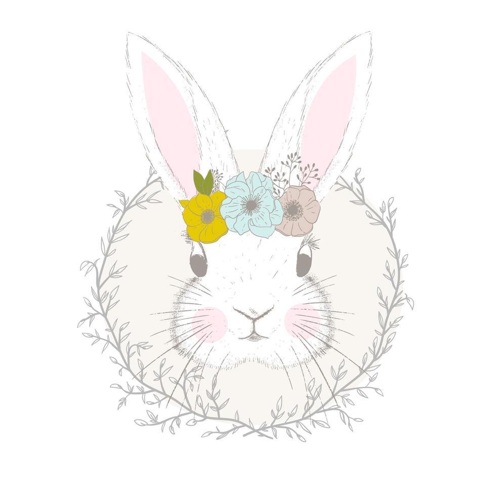 Cute little rabbit or bunny vector print for baby room, baby shower, greeting card, kids and baby t-shirts and wear.