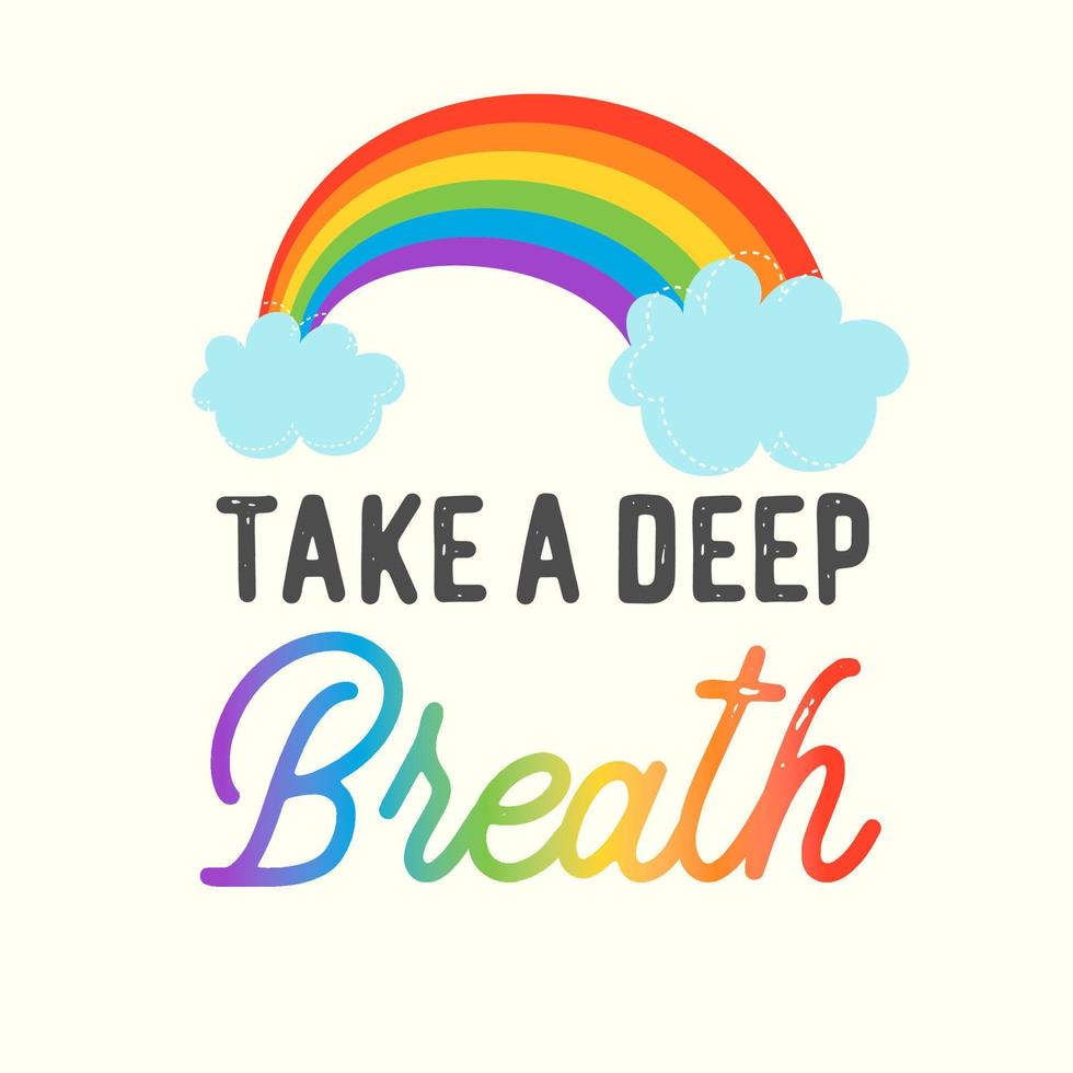 Take a deep breath - Cute hand drawn nursery poster with lettering in scandinavian style. vector