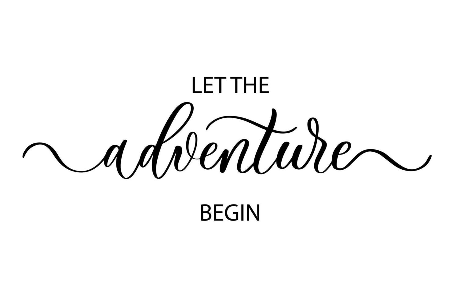 Let the adventure begin - Cute hand drawn nursery poster with lettering in scandinavian style. vector