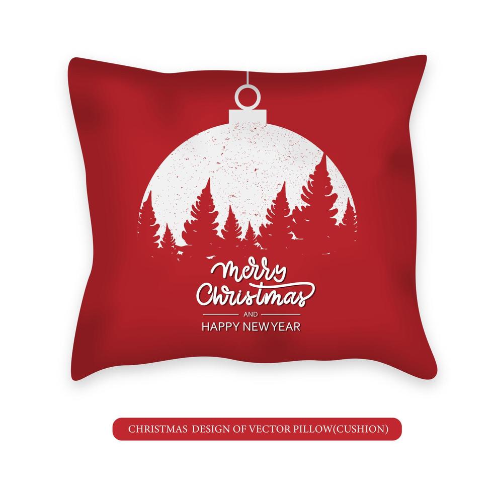 Holidays design of vector Pillow cushion with lettering and calligraphy Merry Christmas. Decorative Throw Pillow design template.