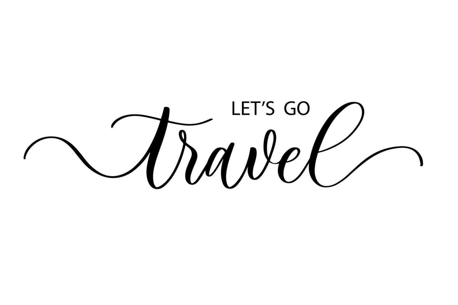 Let's go travel - Cute hand drawn nursery poster with lettering in scandinavian style. vector