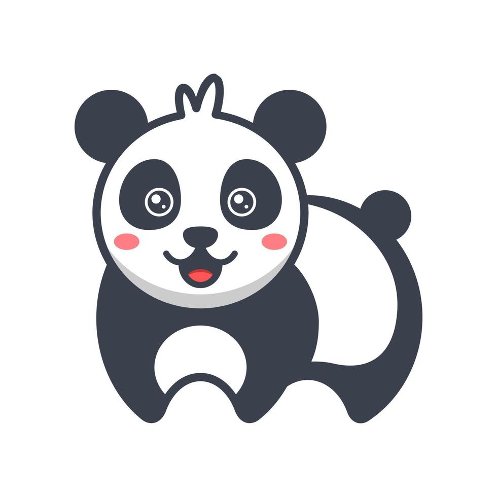 Funny cartoon panda with happy face vector