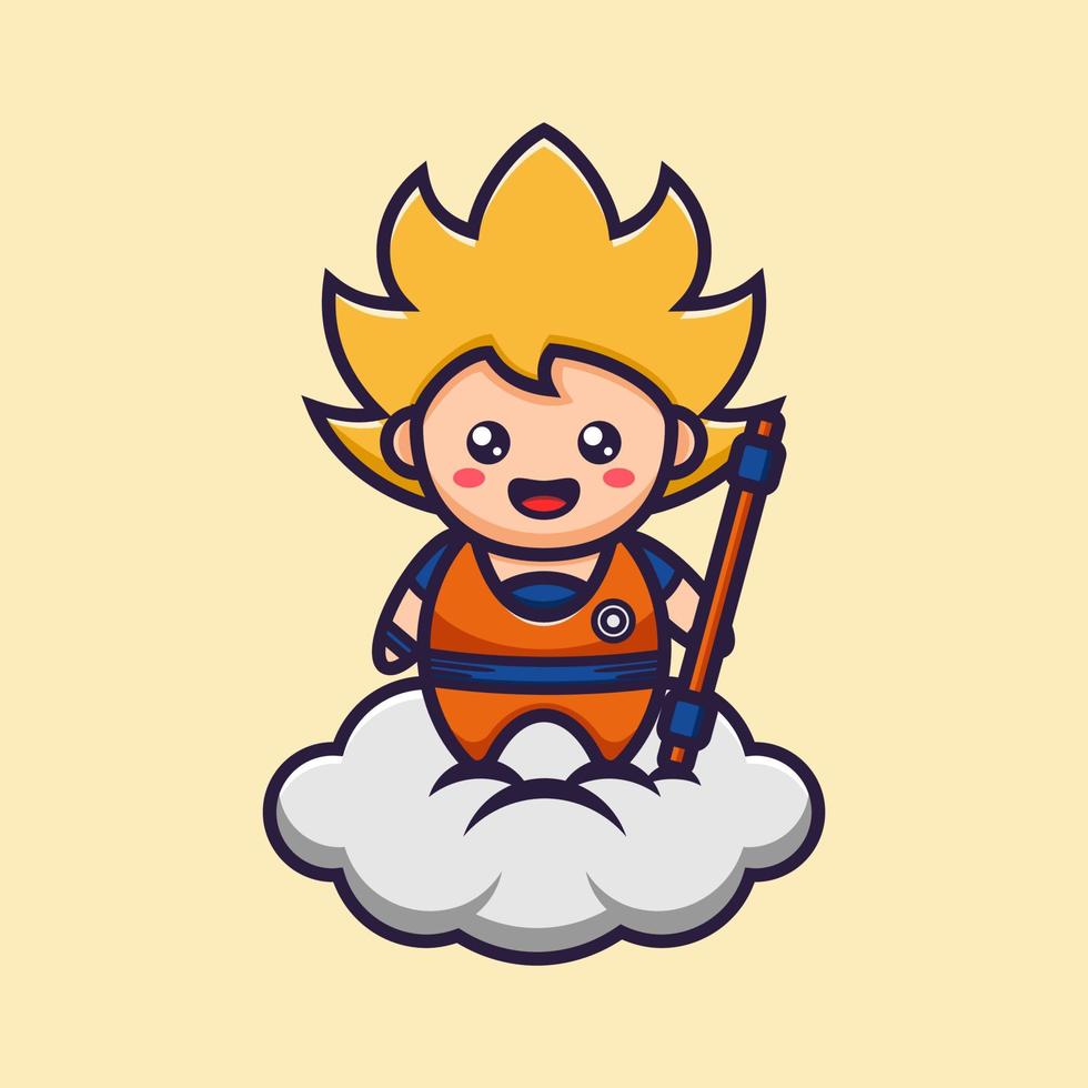 Cute boy riding a cloud vector