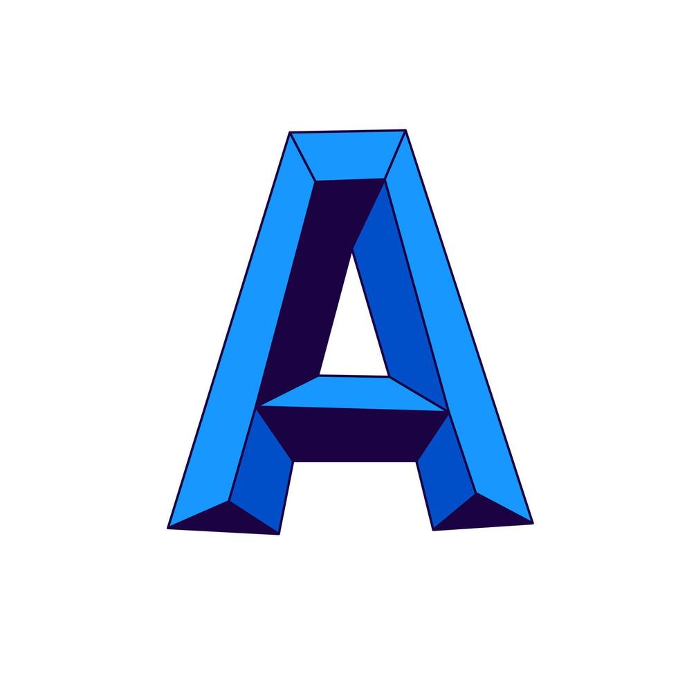 Blue letter A in cartoon style. Vector. Monogram, emblem for a company or firm. Corporate sign. vector