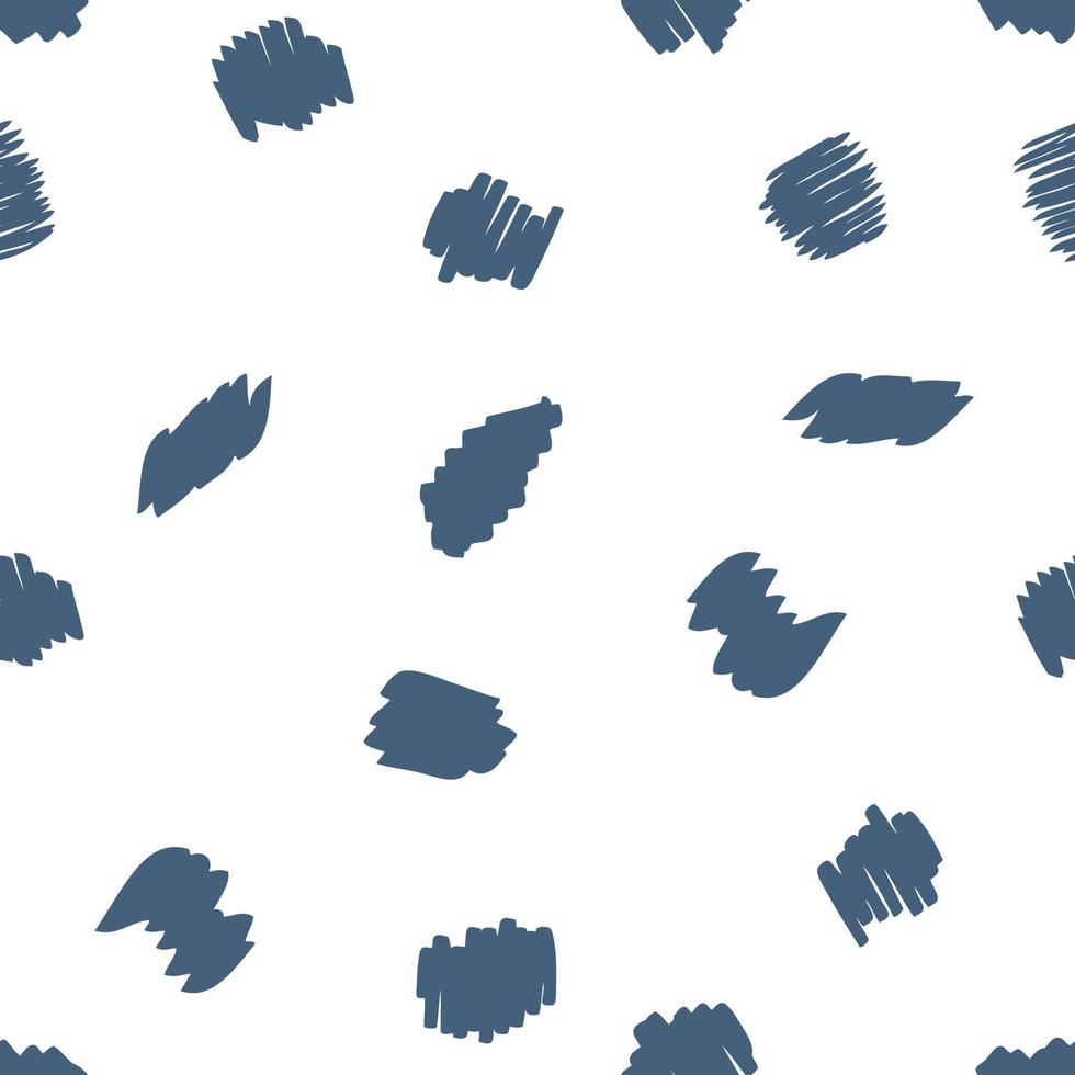 Monochrome seamless pattern with abstract spots and strokes. vector