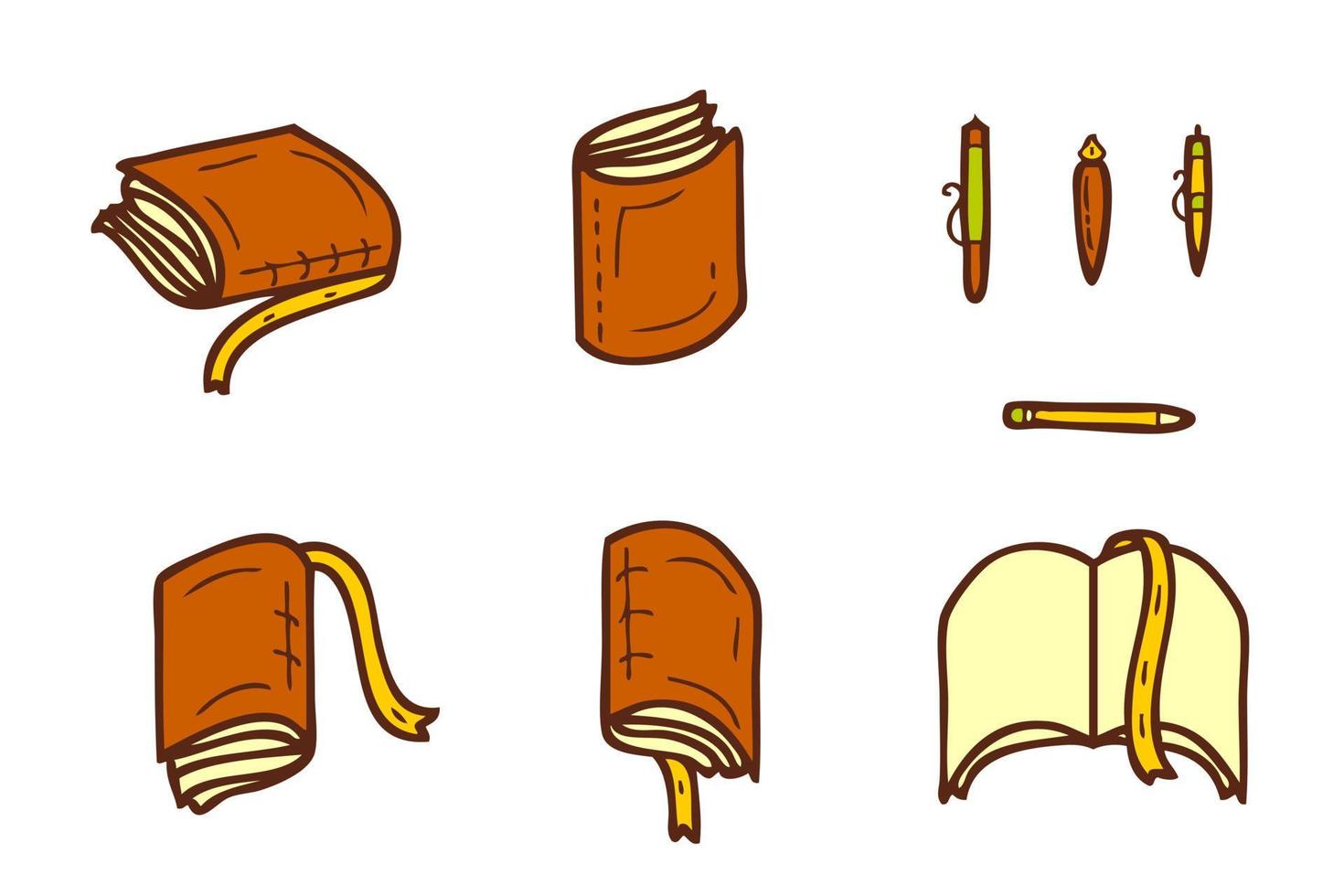 Books doodle icons collection isolated on white background. vector