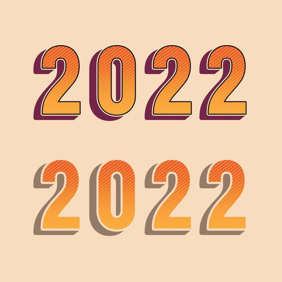 2022 fuente simple estilo número logo edición feliz año nuevo, vector editable