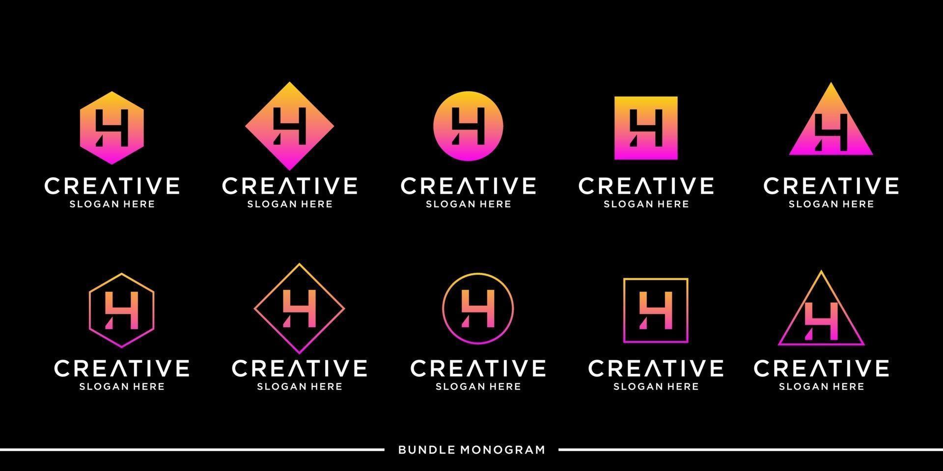 Logo bundle initial letter abstract vector