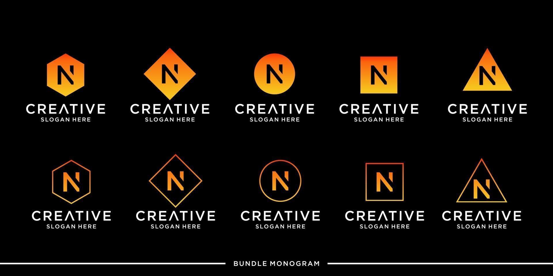 Logo bundle initial letter abstract vector