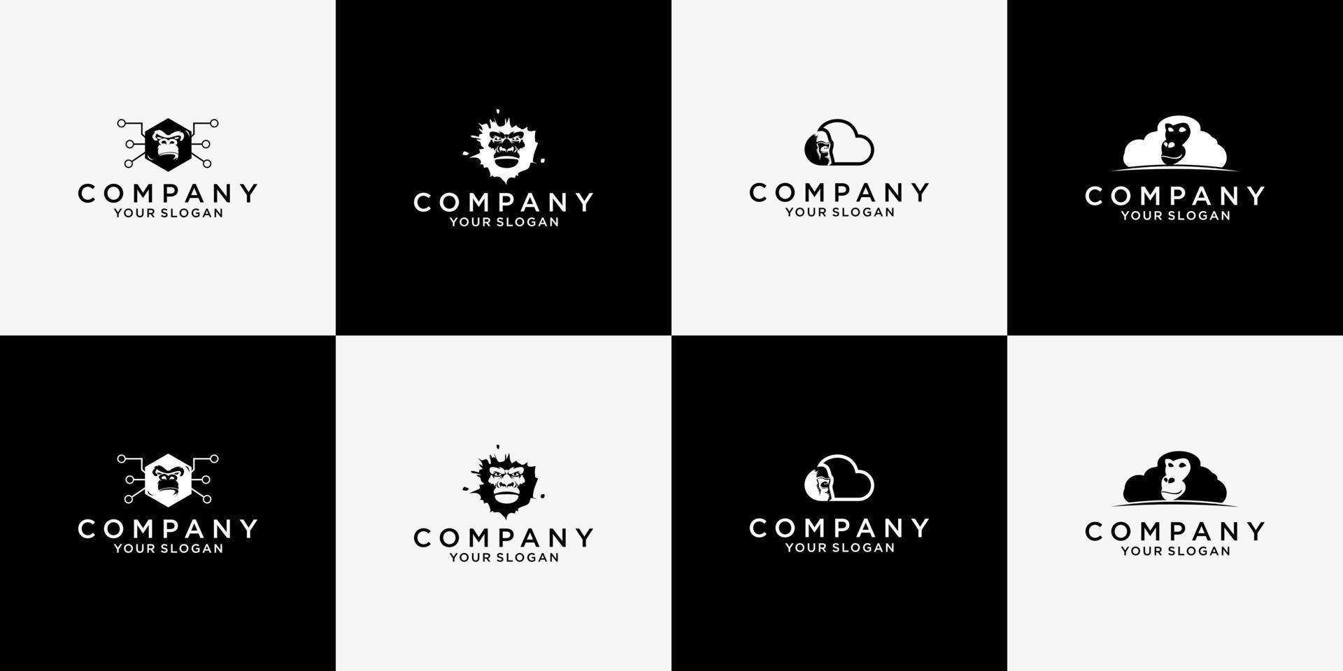 Gorilla logo bundle vector