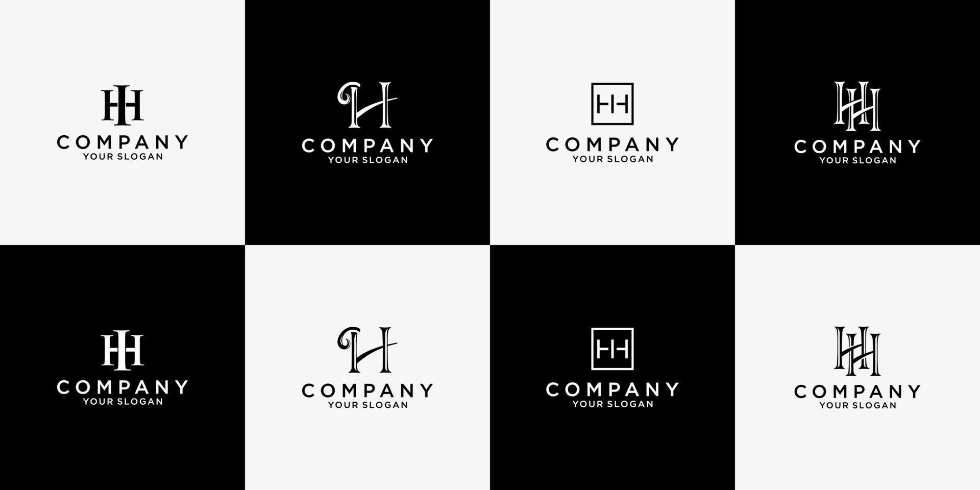 plantilla de paquete de diseño de logotipo de hh vector