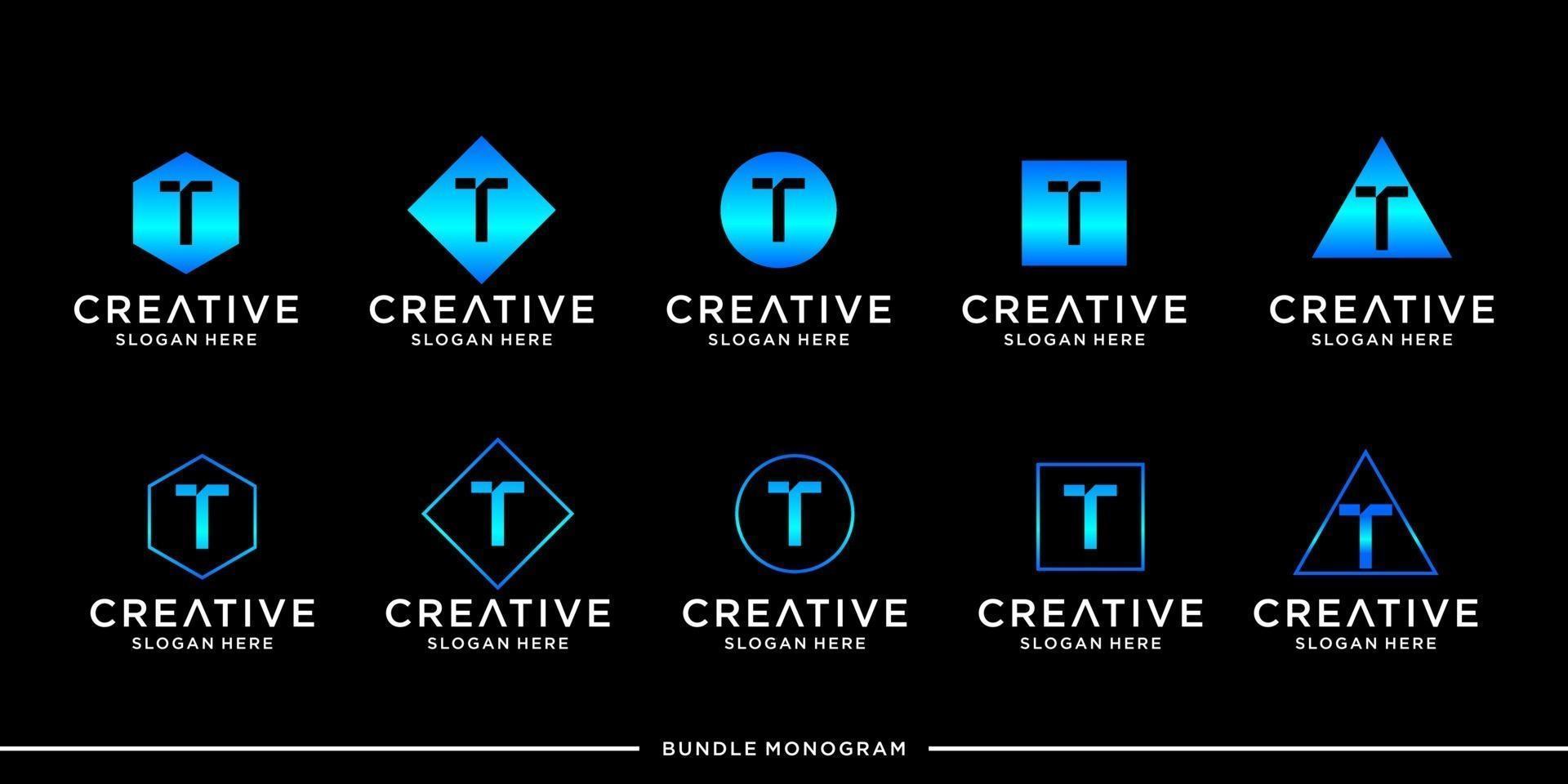 Logo bundle initial letter abstract vector