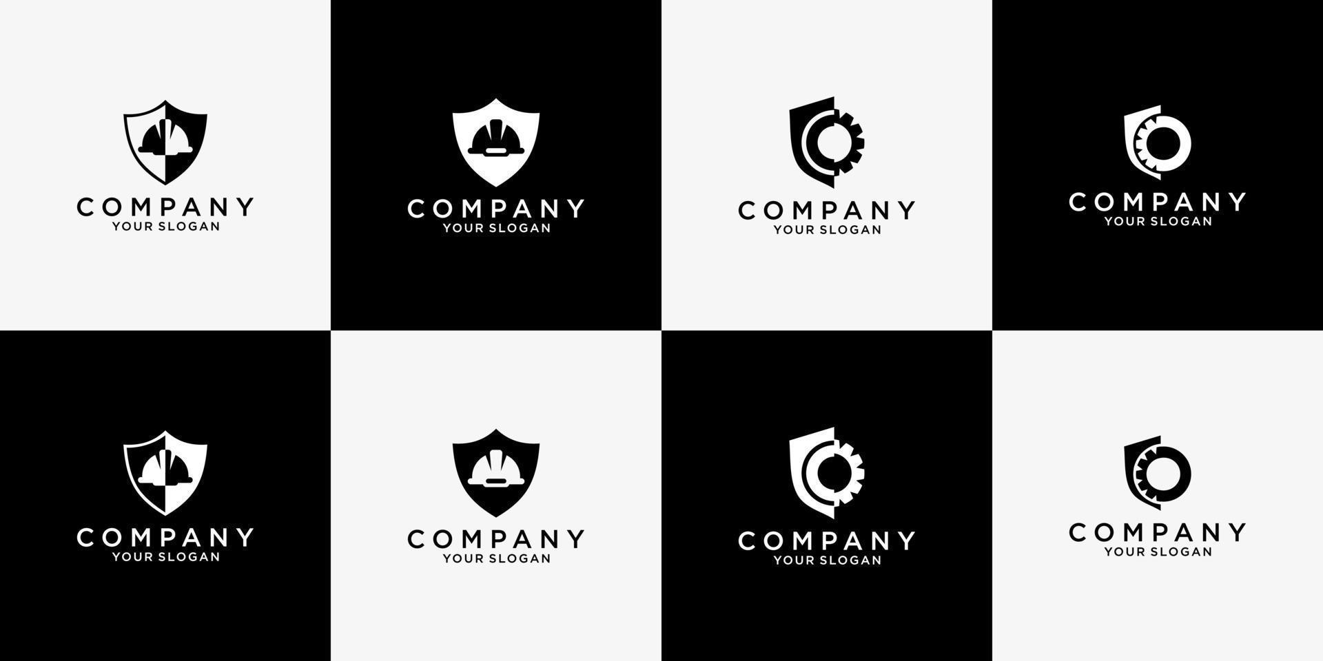 Shield work logo design vector