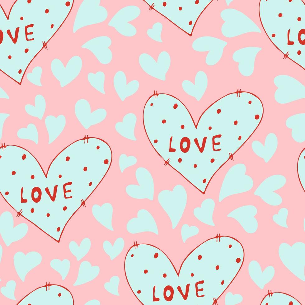 vector seamless pattern of hearts with Valentine's Day 14 February. Background for invitations, wallpaper, wrapping paper and scrapbooking