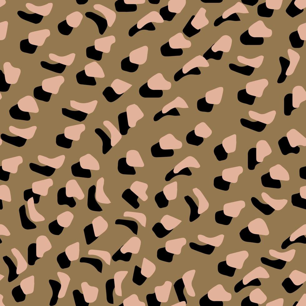 patrón de seamles de vector de piel de leopardo abstracto. manchas y fondos irregulares del pincel. impresión abstracta de piel de animal salvaje. diseño geométrico irregular simple.