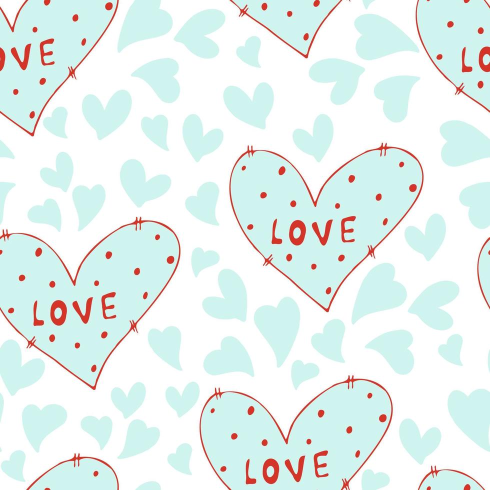 vector seamless pattern of hearts with Valentine's Day 14 February. Background for invitations, wallpaper, wrapping paper and scrapbooking