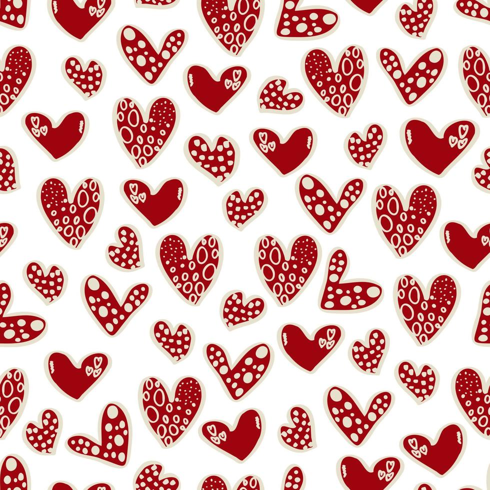 Vector de patrones sin fisuras de corazones con el día de San Valentín el 14 de febrero. Fondo para invitaciones, papel tapiz, papel de regalo y álbumes de recortes.