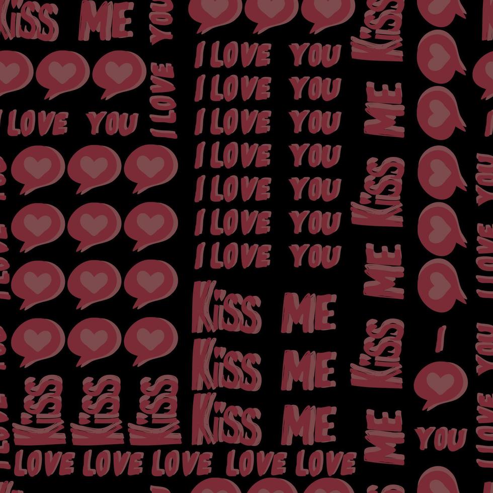vector seamless pattern of hearts and gifts with congratulations declaration of love on Valentine's Day 14 February. Background for invitations, wallpaper, wrapping paper and scrapbooking