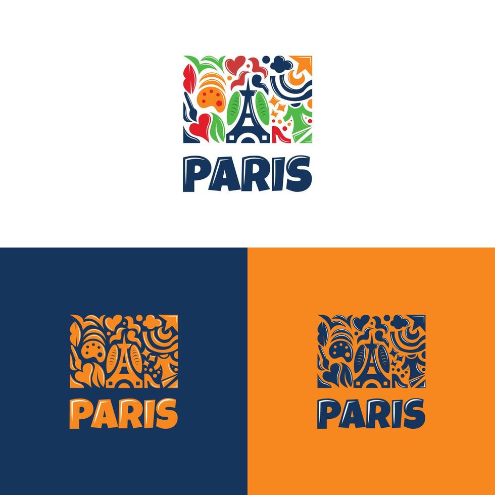 Abstract colorful paris france logo design vector