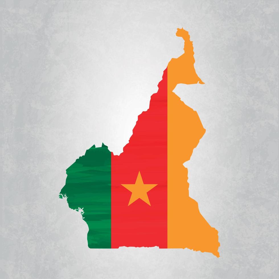 Cameroon map with flag vector