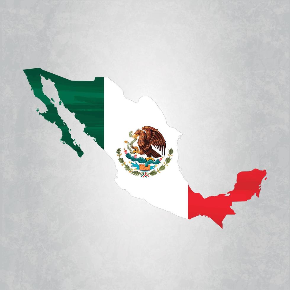 mapa de mexico con bandera vector