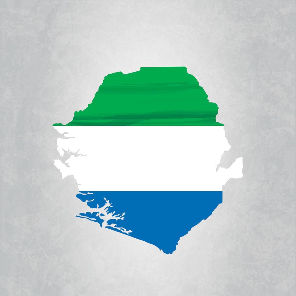 mapa sierra leona con bandera vector