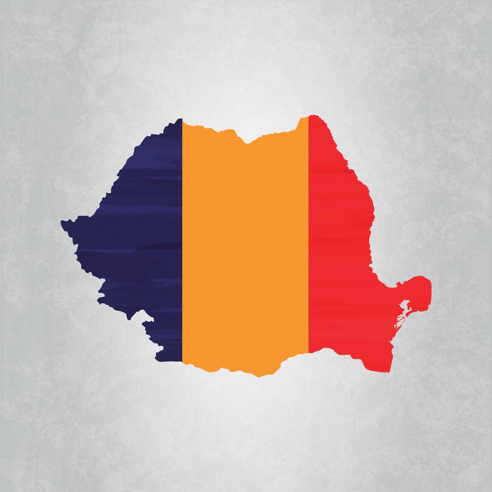 mapa de rumania con bandera vector
