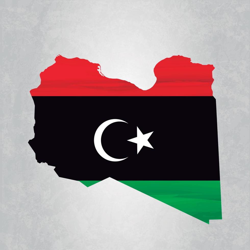 mapa de libia con bandera vector