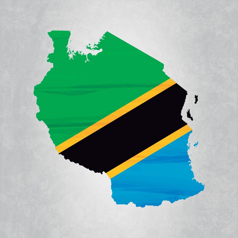 mapa de tanzania con bandera vector