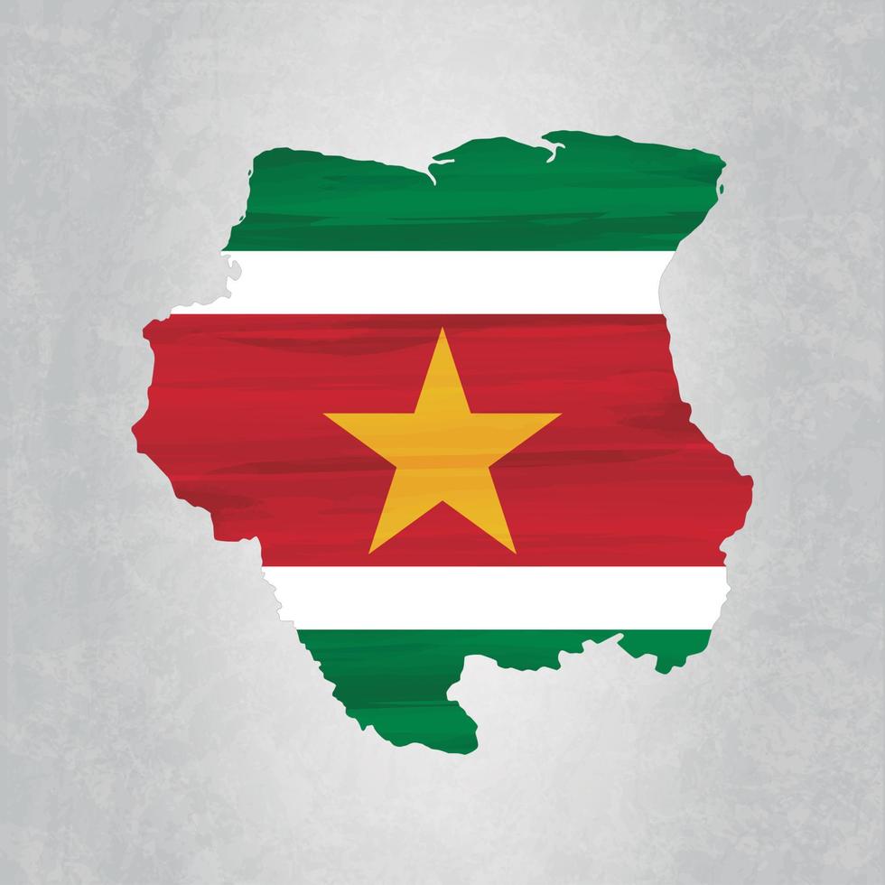 mapa de surinam con bandera vector