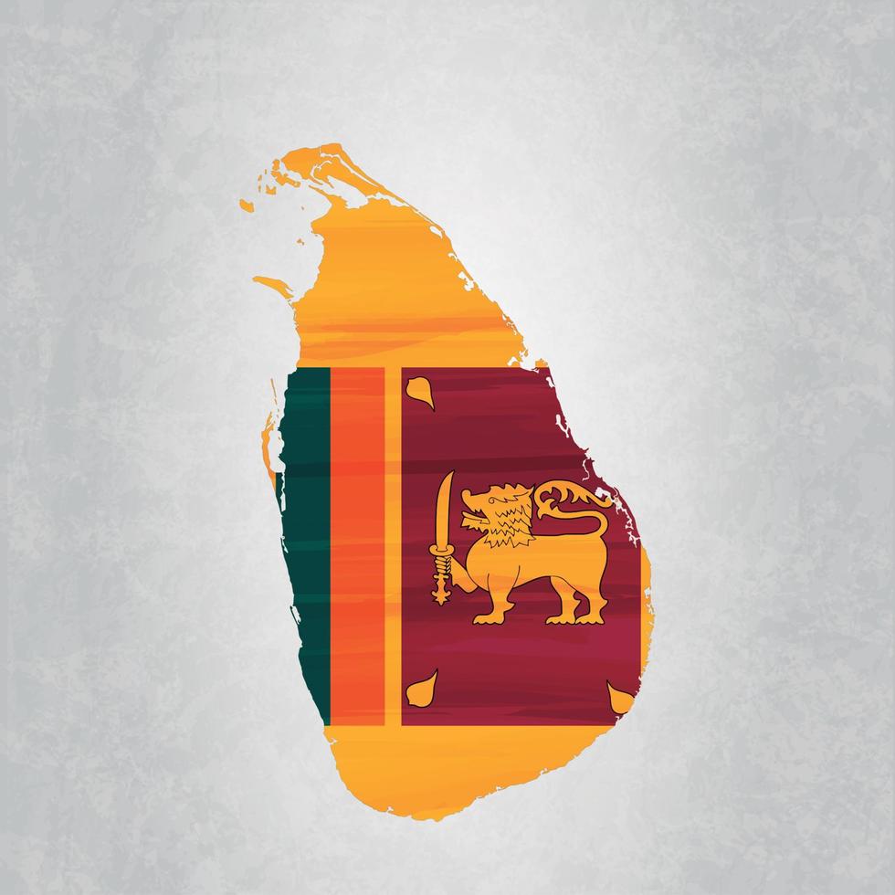 Sri Lanka map with flag vector